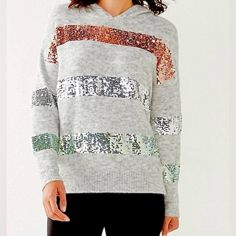 Nine West Light Gray Sweater with Sequin Accents